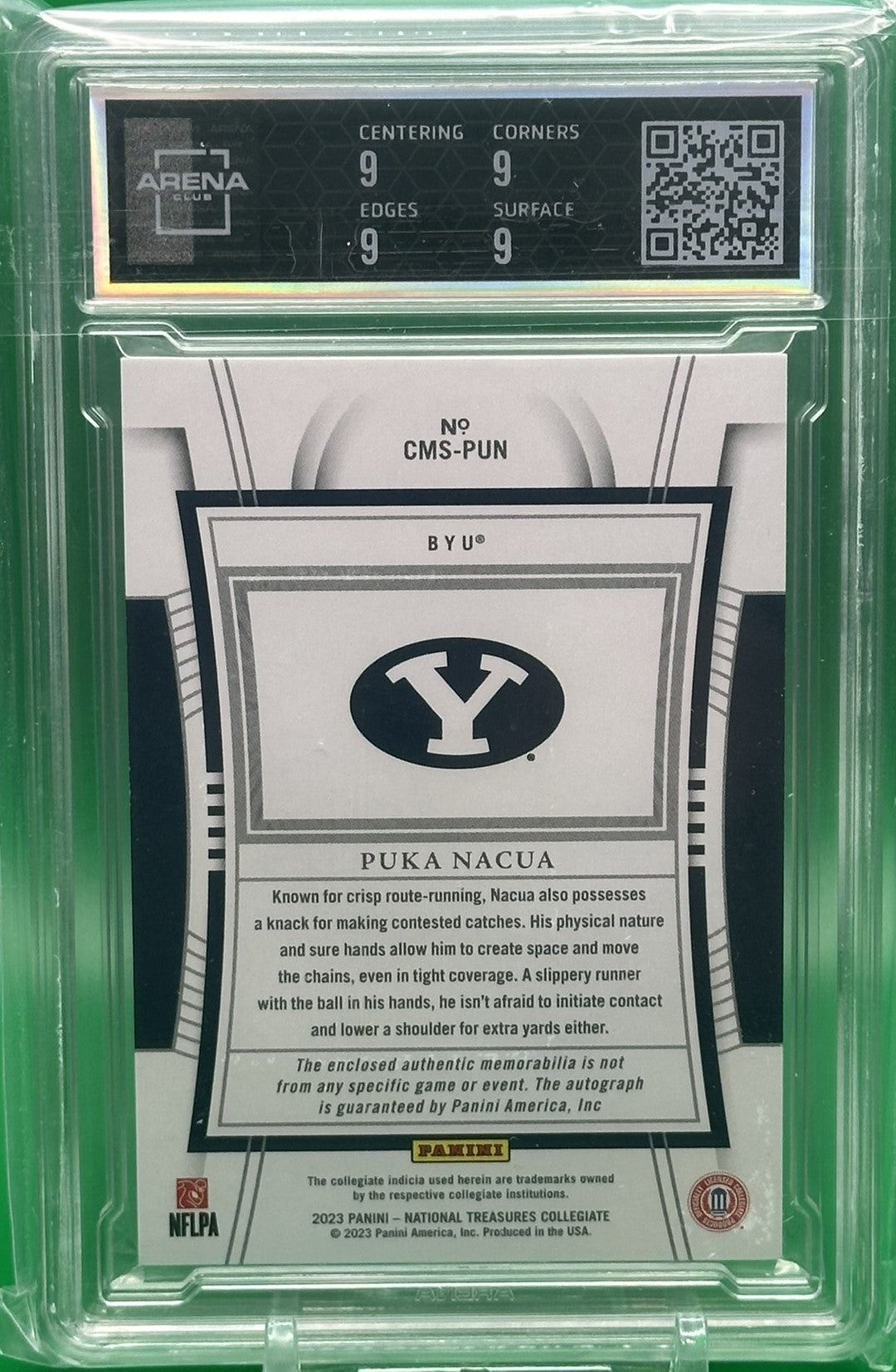 2023 Panini National Treasures Collegiate #CMS-PUN Puka Nakua College Material Signatures #10/39 Arena Club 9/10
