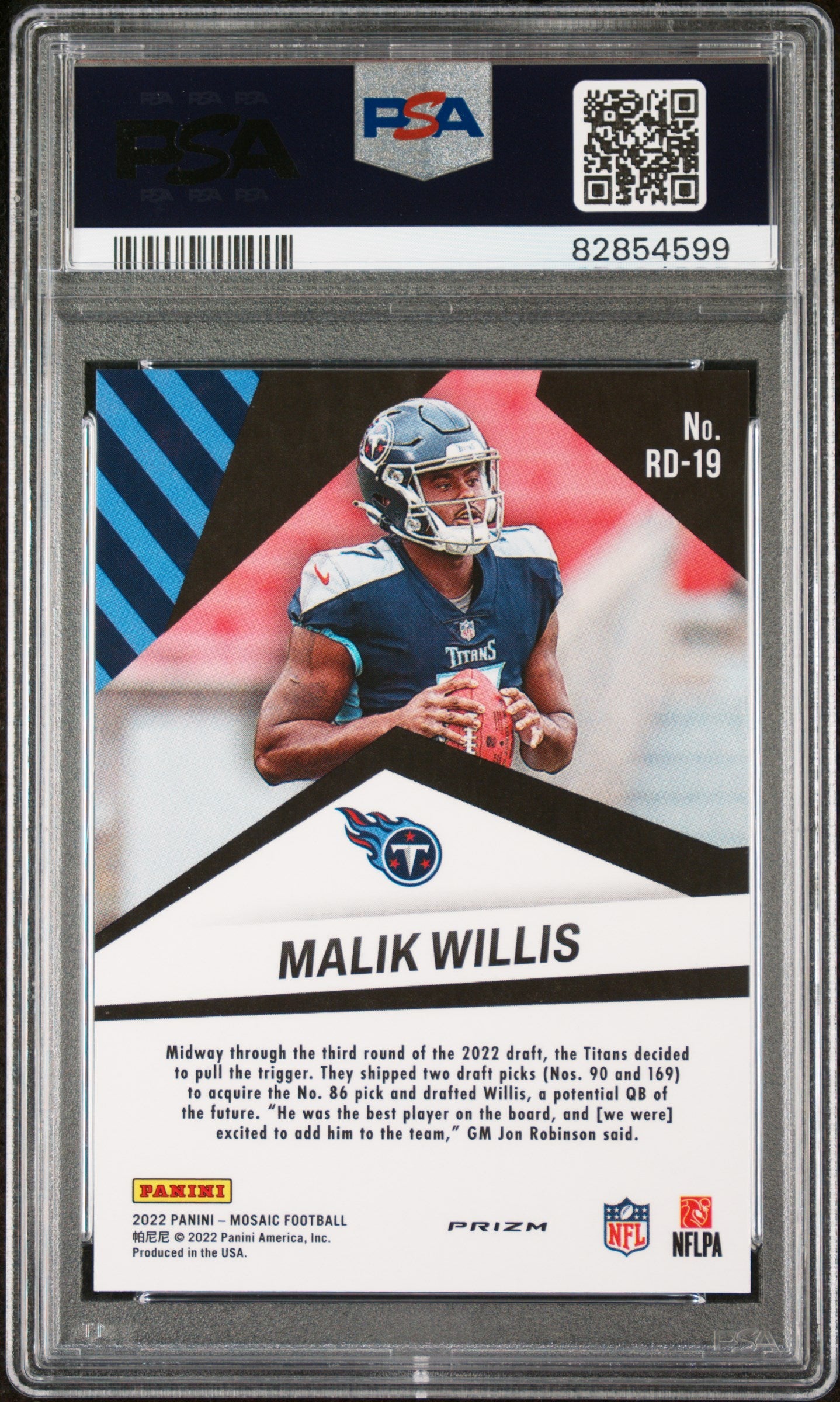 2022 Mosaic #RD19 Malik Willis Razzle Dazzle PSA 10