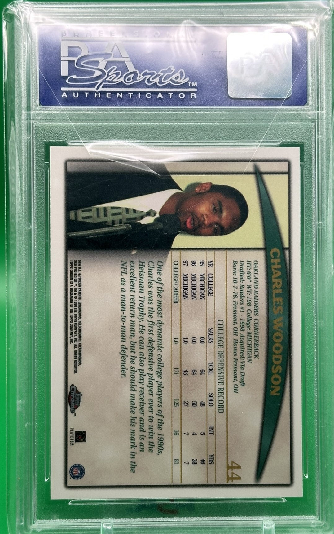 1998 Topps Chrome #44 Charles Woodson PSA 10