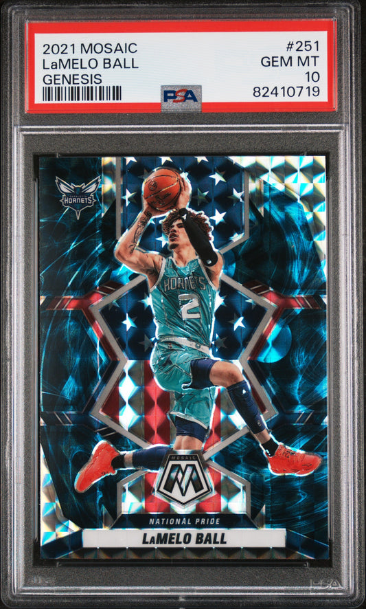 2021 Mosaic #251 LaMelo Ball National Pride Genesis PSA 10