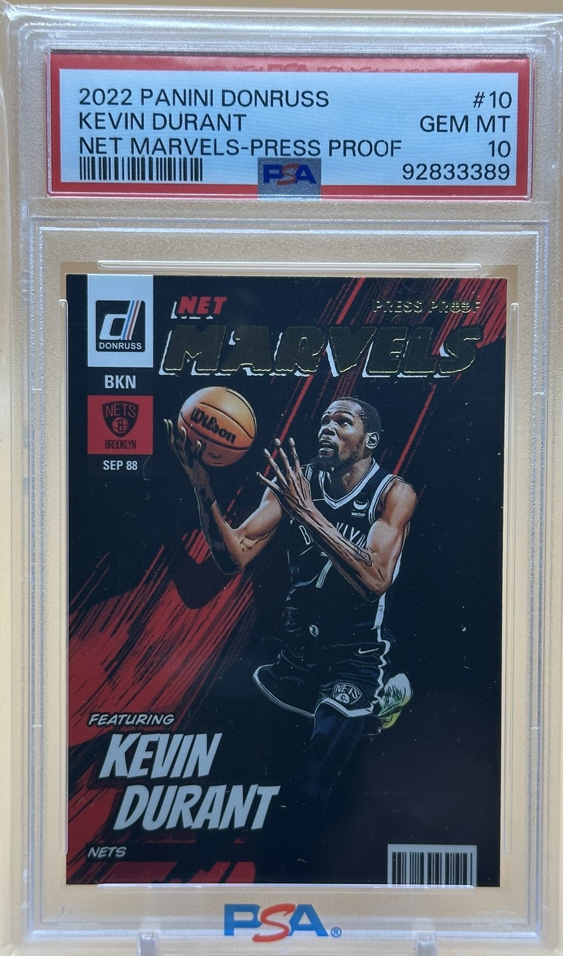 2022 Donruss #10 Kevin Durant Net Marvels Press Proof PSA 10