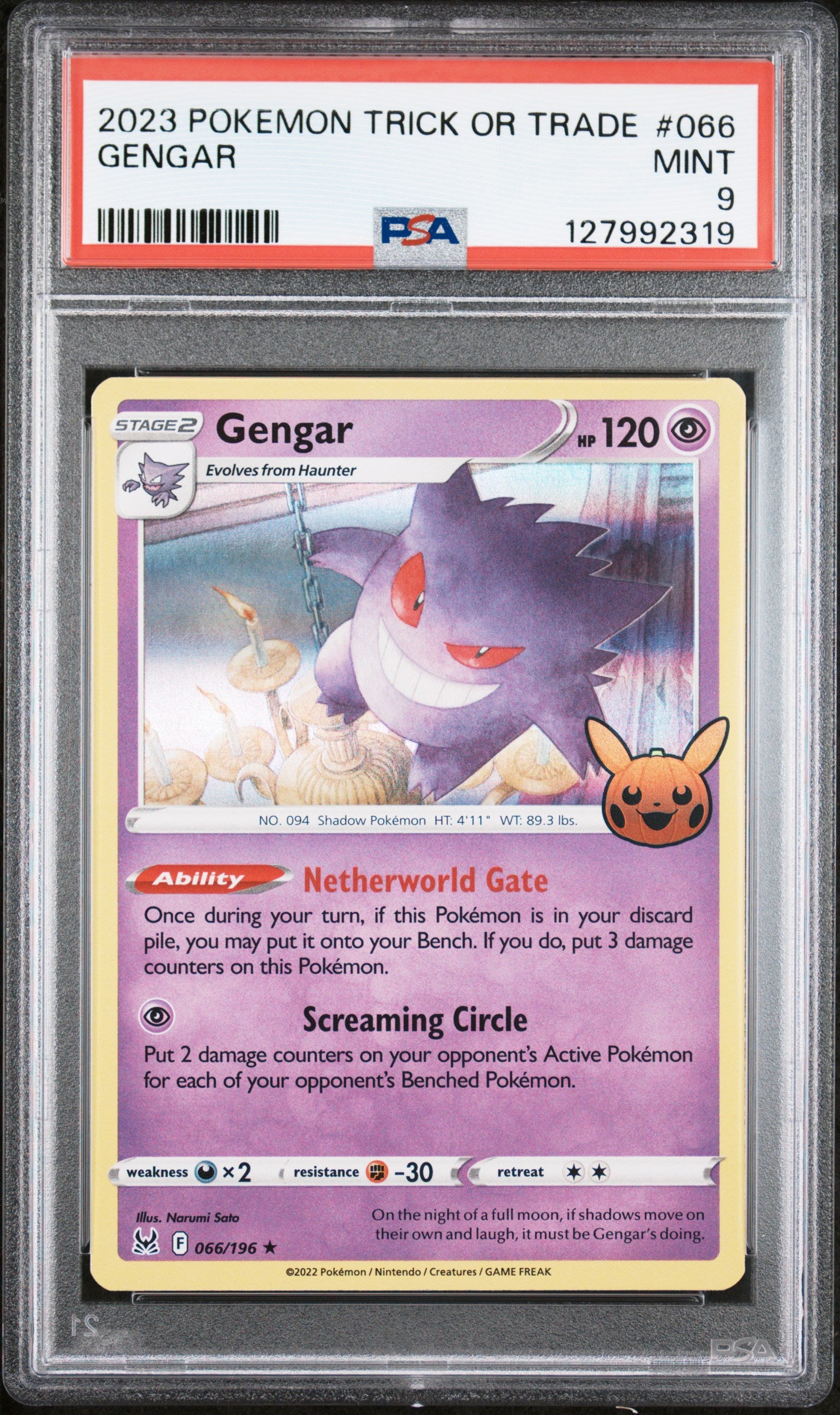 2023 Pokemon Trick or Trade #066 Gengar PSA 9