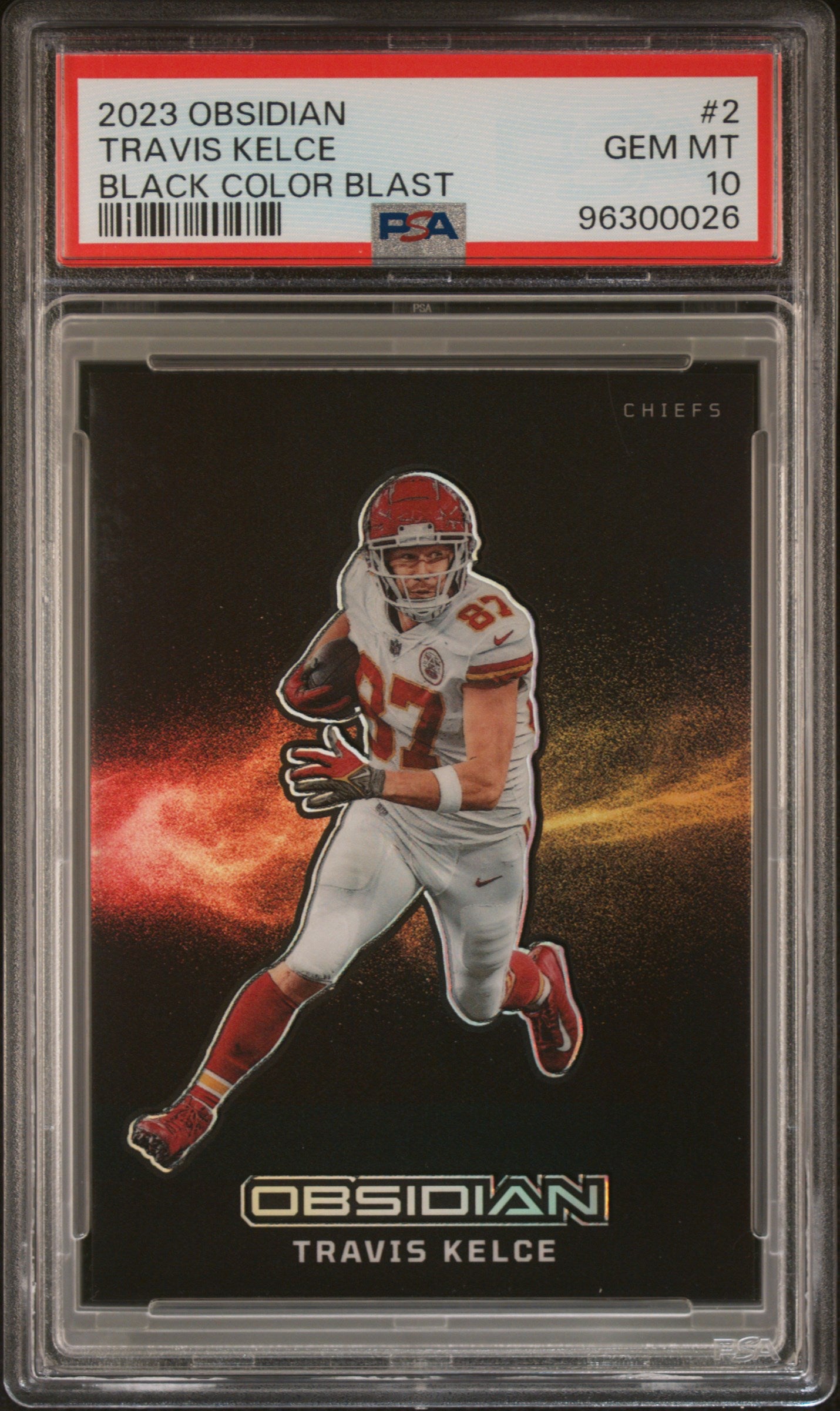 2023 Obsidian #2 Travis Kelce Black Color Blast PSA 10