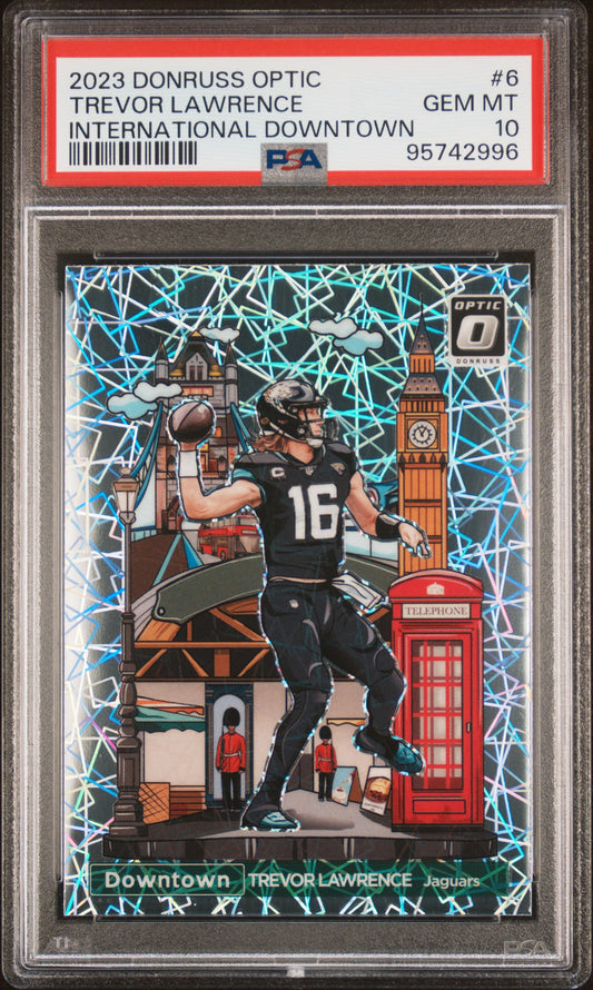 2023 Optic #6 Trevor Lawrence International Downtown PSA 10