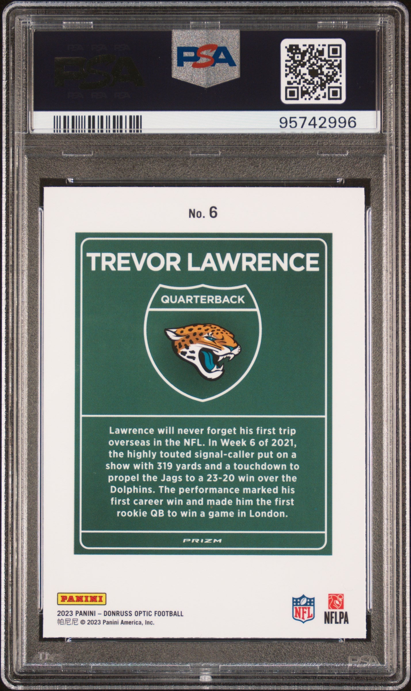 2023 Optic #6 Trevor Lawrence International Downtown PSA 10