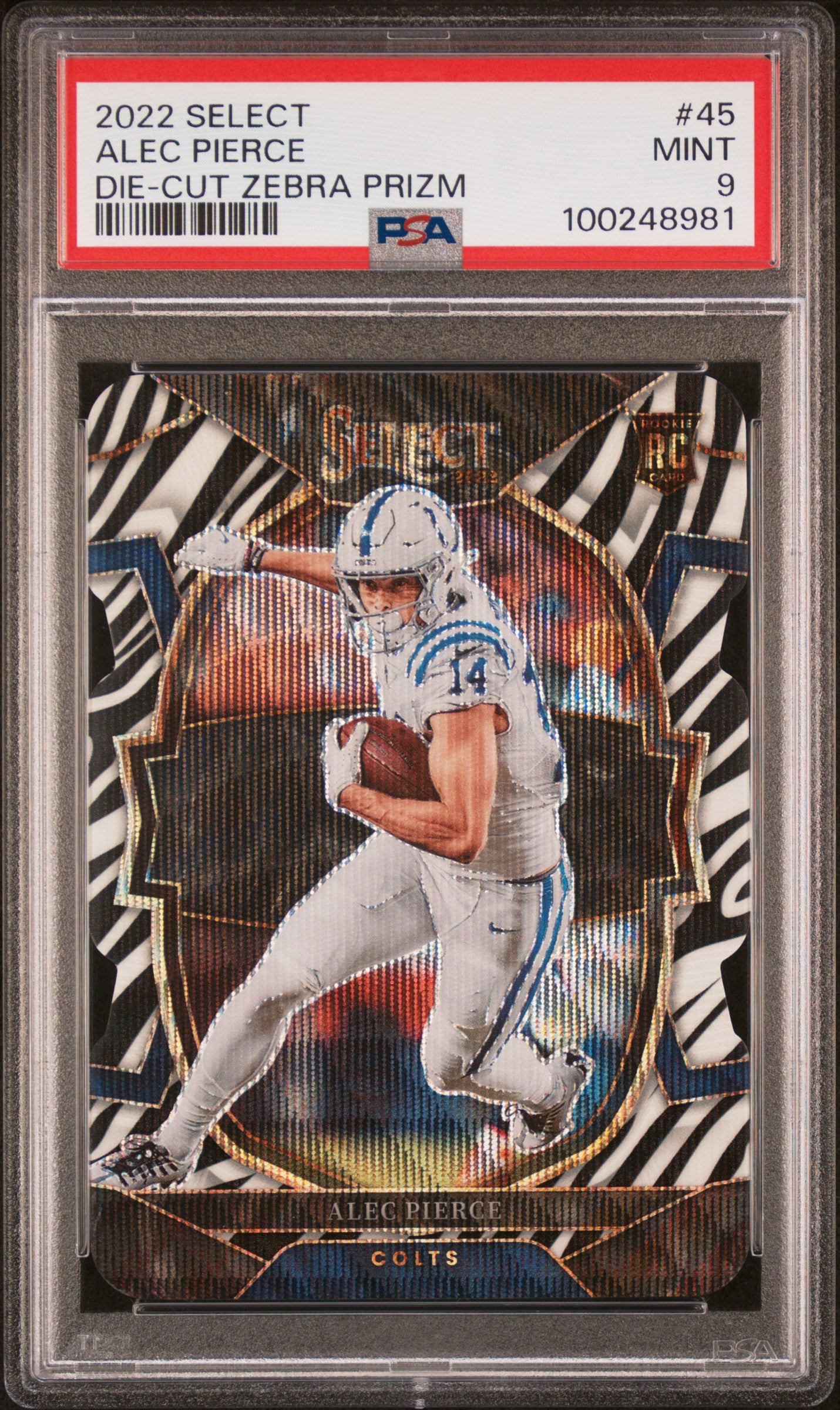 2022 Select #45 Alec Pierce Rookie Die Cut Zebra PSA 9