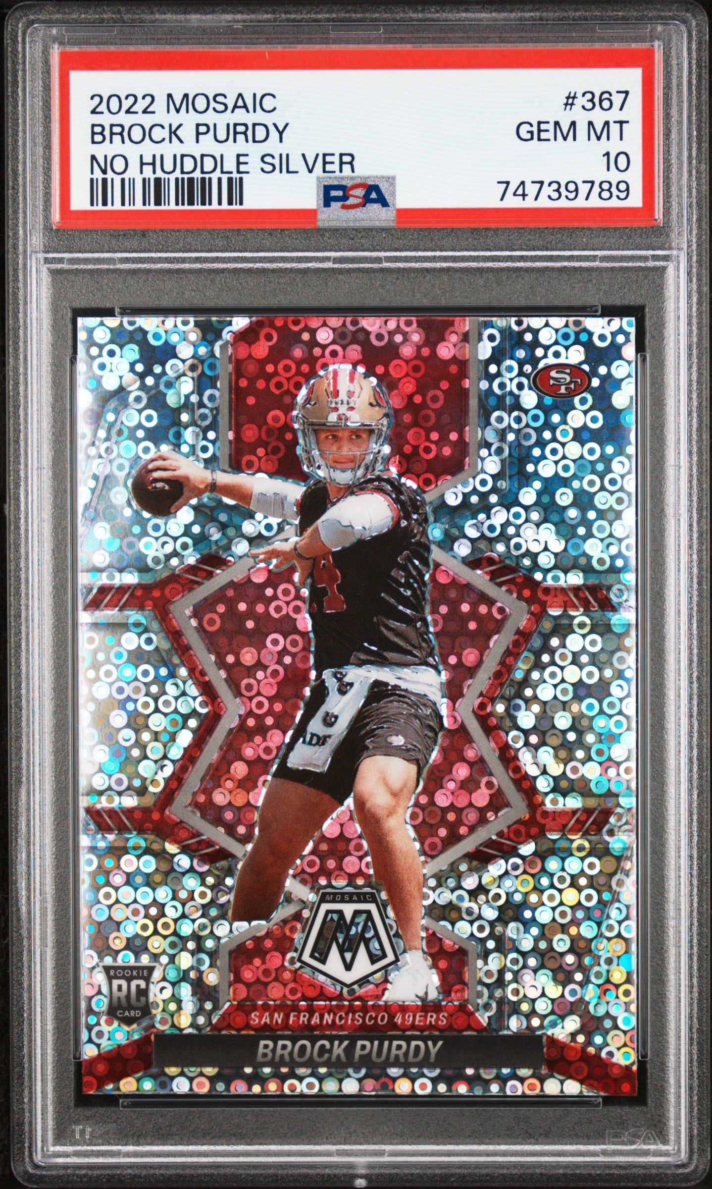 2022 Mosaic #367 Brock Purdy Rookie No Huddle Silver PSA 10