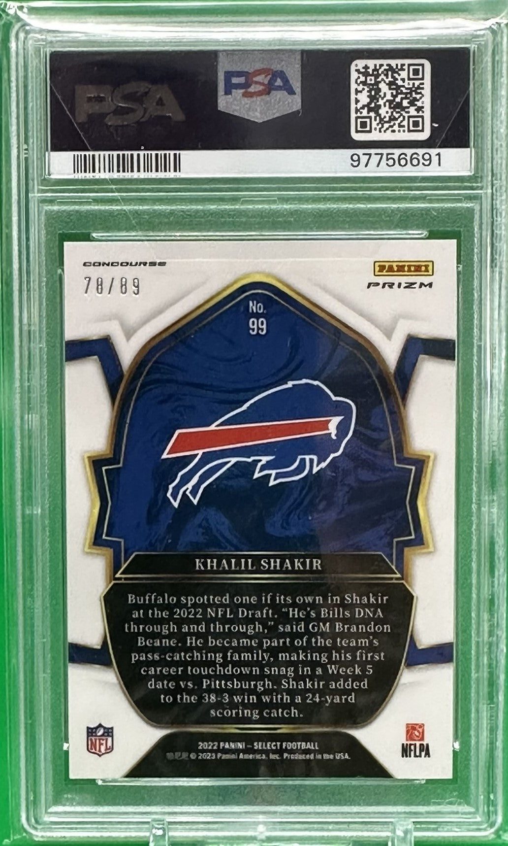 2022 Panini Select #99 Khalil Shakir Dragon Scale Prizm #78/89 PSA 10